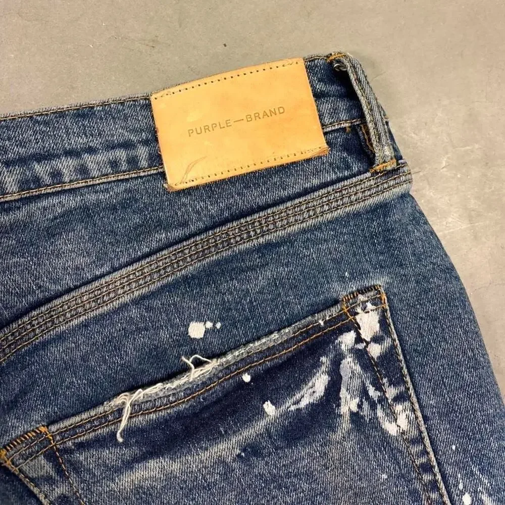 purple brand p001 painted skinny designer jeans
